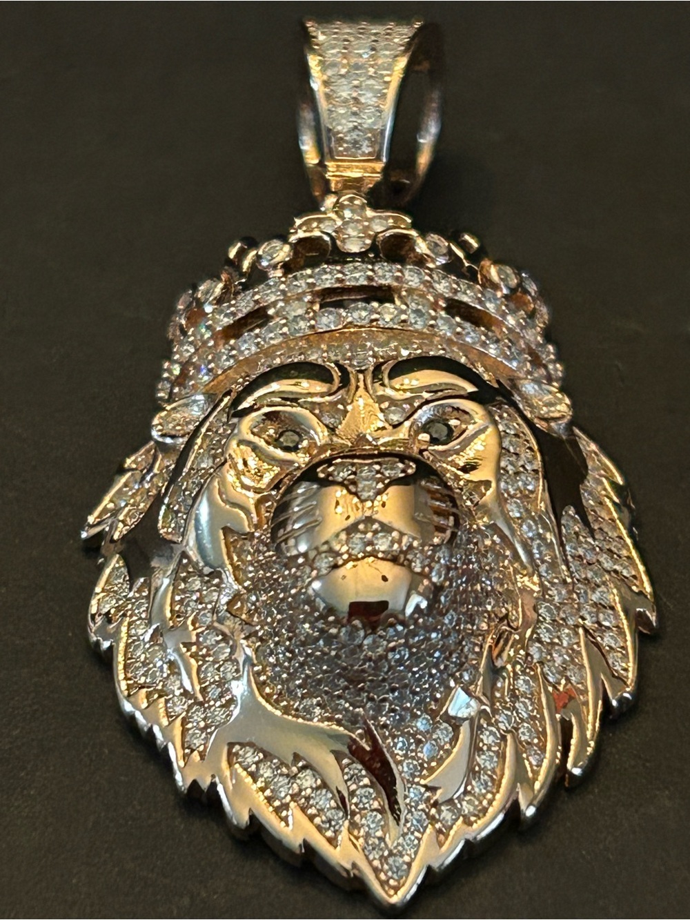 3.00CTW Moissanite Pavé w/Rose Gold Plated 925 SSilver 3-D Lion 🦁 Head Pendant